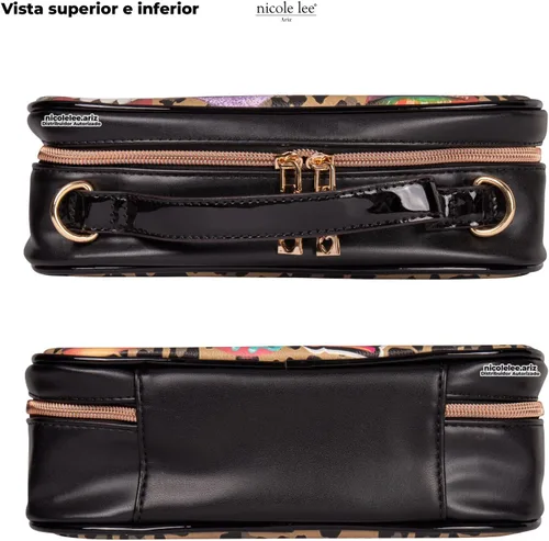 Miniatura 9 de Nicole Lee Juego de bolso cruzado de viaje con 3 bolsas de maquillaje con estampado de moda, organizador de artículos de tocador para mujer