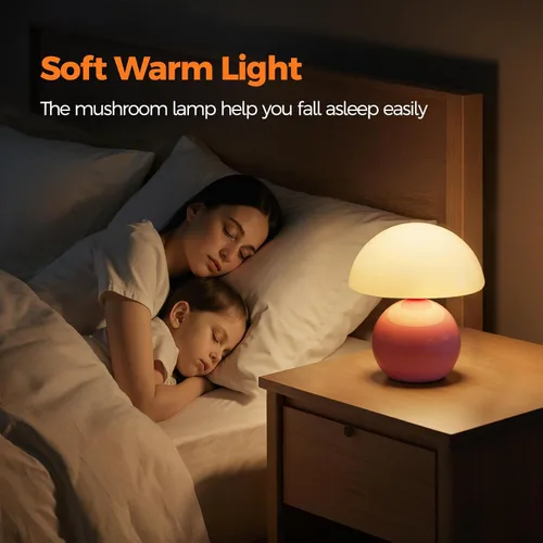 Miniatura 8 de NIORSUN Lámpara de Mesa con Forma de Hongo para Dormitorio, Lámpara de Mesa Portátil Inalámbrica, Lámpara Inalámbrica, Pequeñas Lámparas Táctiles