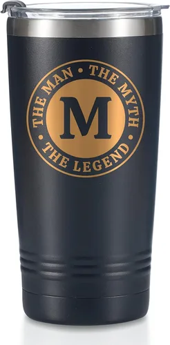 Miniatura 21 de Taza The Man the Myth the Legend con iniciales, vaso de viaje de acero inoxidable con monograma para hombres, divertida taza de café personalizada