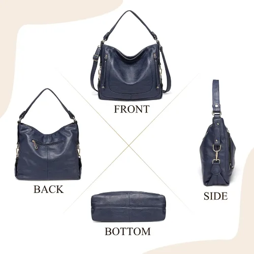 Miniatura 8 de Kasqo - Bolsas de piel grandes para mujer, con correa desmontable