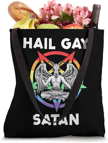 Miniatura 4 de Funny Hail Gay Satan LGBT Goth Gay Pride Baphomet - Bolsa de mano