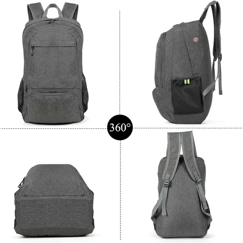 Miniatura 7 de TANTOMI Mochila plegable ultraligera de 25 litros, mochila de senderismo plegable para viajes, saco de gimnasio de bolsillo compacto