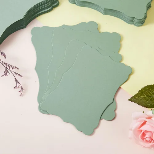 Miniatura 4 de Paquete de 50 Tarjetas en Blanco Verde Salvia, Cartulina de Papel Kraft Grueso Marrón, Tarjetas de Felicitación para DIY, Tarjetas de Regalo, Menús