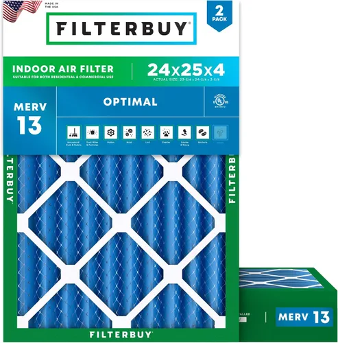 Miniatura 62 de Filterbuy Filtro de aire MERV 13 de 8 x 14 x 1 pulgadas, protección óptima contra el humo y la alergia (paquete de 2), filtros electrostáticos