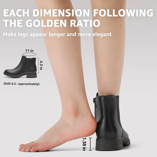 Miniatura 6 de Botas de tobillo para mujer con cremallera, botas Chelsea de moda, cómodas botas de tacón bajo