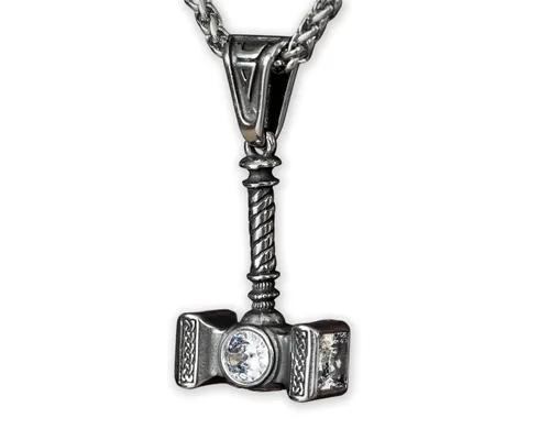 Miniatura 27 de Viking Thors Hammer Necklace Pendant - Vegvisir Aegishjalmur Helm of Awe Raven Huginn Muninn Pendant Necklace Amulet Talisman - Thor Necklace