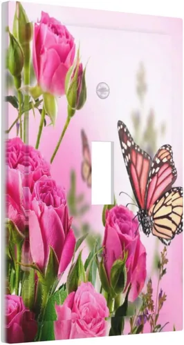 Miniatura 89 de Cubierta de interruptor de luz rosa brillante con purpurina de 1 banda, sin dispositivo, placa de pared en blanco decorativa para adolescentes, Rosa