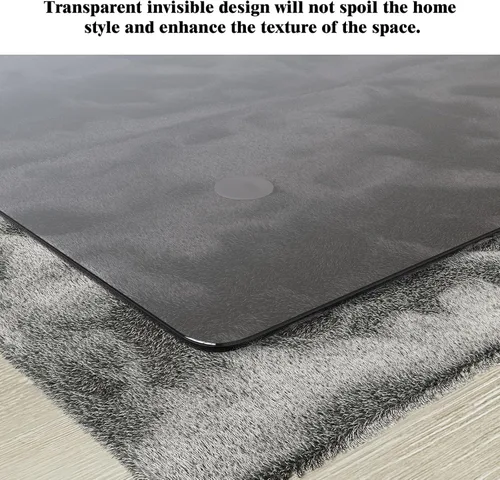 Miniatura 7 de Koonmi Tapete para silla de vidrio templado para suelos de madera dura y alfombras, 46 x 46 pulgadas, color gris, protector de piso de oficina
