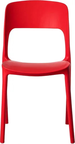 Miniatura 4 de Fabulaxe Silla de comedor moderna de plástico para exteriores con respaldo curvado abierto, juego de 2 unidades Juego de 2 rojo