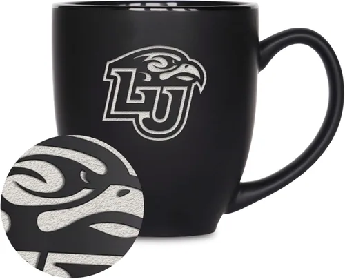 Miniatura 168 de Rico Industries - Taza de cerámica mate negra con grabado láser estándar de 15oz para NCAA (escuelas T & U) - Para bebidas calientes o frías