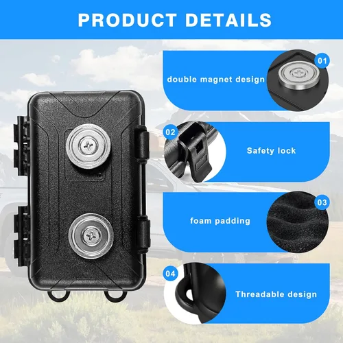 Miniatura 6 de Portallaves Magnético Debajo del Automóvil, Caja Magnética Impermeable para Llaves, Oculta una Llave en el Exterior con 2 Imanes Fuertes, Escondite