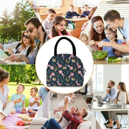 Miniatura 5 de Bolsa de almuerzo Axolotl para mujeres, hombres y niños, lonchera aislada reutilizable para oficina, trabajo, escuela, picnic, caminata Reusable