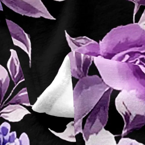 Miniatura 4 de Erosebridal Manta de rosa de 40 x 50 pulgadas, manta exótica de vellón floral de flores moradas para decoración de dormitorio, manta de franela