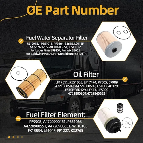 Miniatura 3 de Kit de Servicio de Filtro JAVOUKA, Para Motor Diesel Detroit DD13 DD15 DD16, Aceite, Separador de Agua y 2 Filtros de Combustible, Filtro