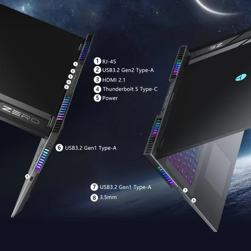 Miniatura 8 de Thunderobot Zero 16 Pro - Laptop para juegos QHD+ 360Hz de 16 pulgadas, GPU RTX 5080, Core Ultra 9 275HX, 32 GB DDR5, SSD de 1 TB, teclado RGB