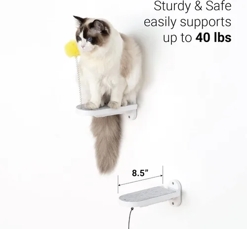 Miniatura 5 de SVD.PET Paquete de 2 escalones de pared para gatos, escaleras de escalada para gatos con almohadilla de fieltro reemplazable, estantes de escalada