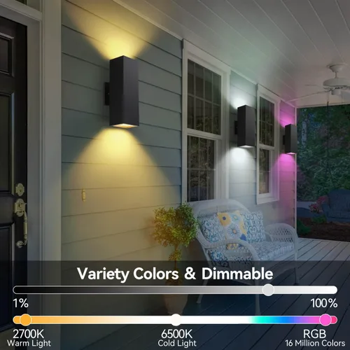 Miniatura 4 de Paquete de 2 luces de pared para exteriores, accesorios de iluminación exterior de aluminio del atardecer al amanecer, iluminación al aire libre
