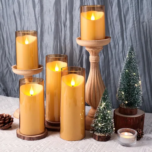 Miniatura 3 de NURADA Velas parpadeantes sin llama: Velas LED acrílicas de pilas con control remoto y temporizador para ambiente romántico y decoración de mesa