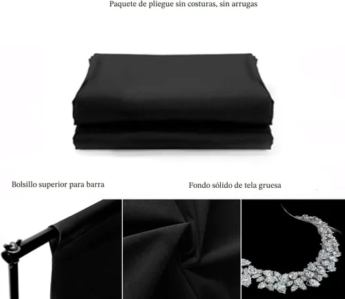 Miniatura 4 de Telón de fondo negro para fotografía, fondo de tela duradera, telón de fondo para fotos, estudio de fotografía de video (5 x 7 pies, negro)