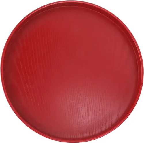 Bandeja de madera maciza para servir, plato redondo de 9.45 pulgadas, bandeja otomana de madera para desayuno, bandeja otomana con bordes elevados