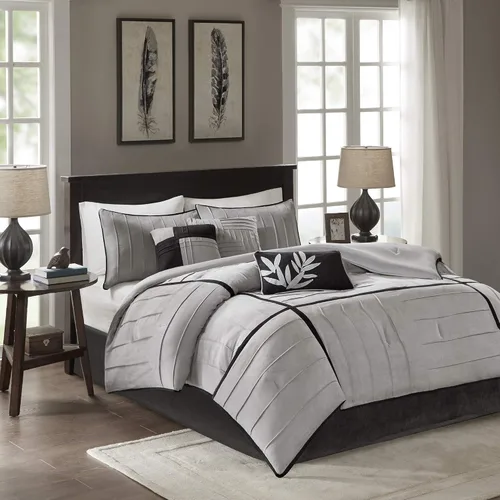 Miniatura 2 de Madison Park Acogedor juego de edredón casual con diseño de bloques para todas las estaciones, falda de cama a juego, almohadas decorativas, King