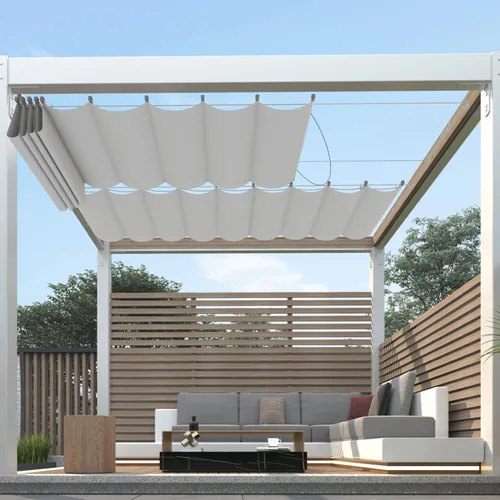 Cubierta de Sombra para Pérgola de 3'×4' Impermeable Retráctil Toldo de Repuesto para Pérgola Vela de Sombra Deslizante con Herrajes de Cable para
