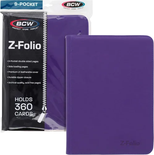 Miniatura 9 de BCW Z-Folio - Álbum LX de 9 bolsillos - Azul Organizador de tarjetas con cremallera segura Carpeta de colección de tarjetas de cuero sintético