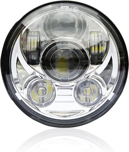 Faro LED proyección Wisamic 5 – 3/4 pulgadas 5.75 pulgadas Daymaker para motocicletas Harley-Davidson 9 piezas foco, Plateado Plateado (sliver)