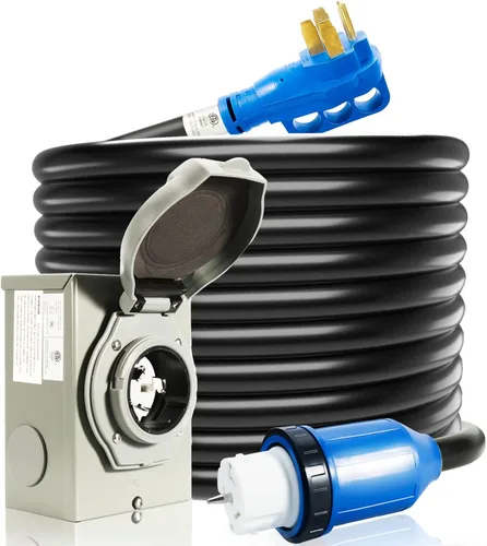 Miniatura 10 de Cable generador de 30 amperios y caja de entrada de alimentación, cables de generador de 15 pies de 30 amperios,Cable de alimentación de generador