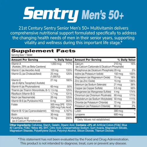 Miniatura 13 de 21st Century Sentry Senior Men 50Plus Tabletas, color blanco, sin perfume, 100