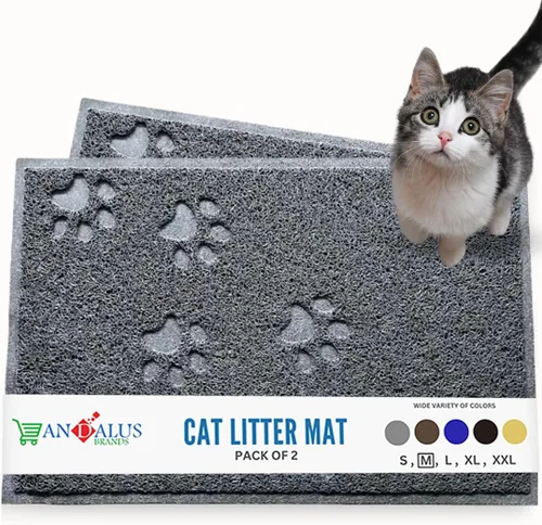 Miniatura 15 de Andalus Tapete Pequeño para Arena de Gatos, Paquete de 1 - Impermeable, Antideslizante y Fácil de Limpiar, Tapete para Caja de Arena de Gatos
