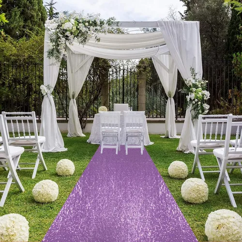 Miniatura 36 de ShiDianYi Camino de pasillo azul para boda, 15 x 2 pies, moderno, tela de malla con lentejuelas y purpurina azul bebé con lentejuelas