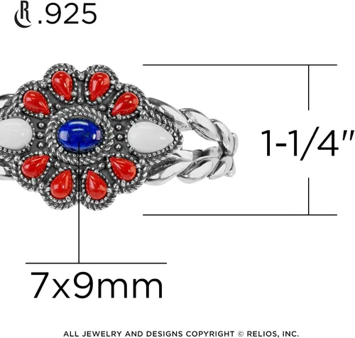Miniatura 3 de American West - Pulsera de coral rojo, ágata blanca y lapislázuli azul, talla S, M o L