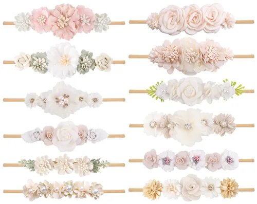 Miniatura 8 de Baby Floral con Diademas de Nylon para Niñas Recién Nacidas Ducha Foto (6 Colores)