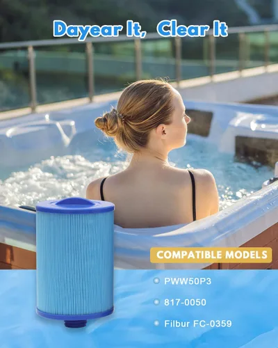 Miniatura 8 de Filtro de Reemplazo para Spa de 50 Pies Cuadrados de 5 Micras Plegable (Paquete de 2) Filtro para Bañera de Hidromasaje con Rosca de Enroscamiento