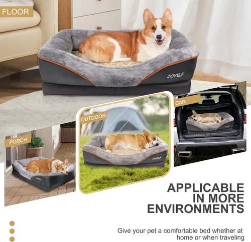 Miniatura 6 de Cama Joyself ortopédica de espuma viscoelástica con cubierta lavable extraíble para perro y juguetes con sonido de regalo, Gris