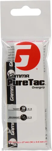 Miniatura 11 de Gamma Tennis PureTac OVERGRIP, extra pegajoso, duradero, absorbente de humedad, blanco, negro (paquete de 1, 3 o 12)