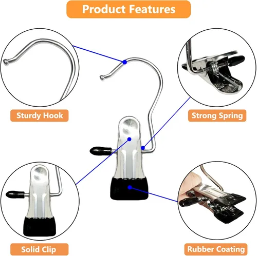Miniatura 4 de Perchas para botas para armario, paquete de 30 clips para colgar ropa para lavandería, clips para colgar toallas, organizador de botas para el hogar