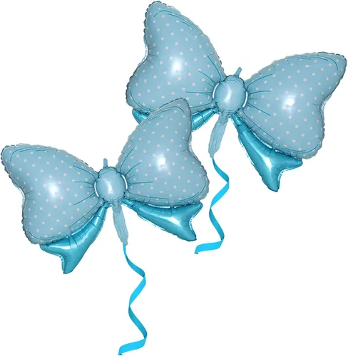 Globo de papel de aluminio con forma de pajarita de 36 pulgadas, enorme globo azul con forma de moño para baby shower, boda, decoración de fiestas