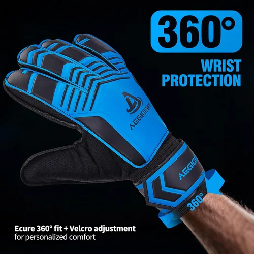 Miniatura 5 de Guantes de portero con protección para los dedos, guantes de fútbol transpirables con agarre adicional, unisex, para jóvenes y adultos, negro/verde