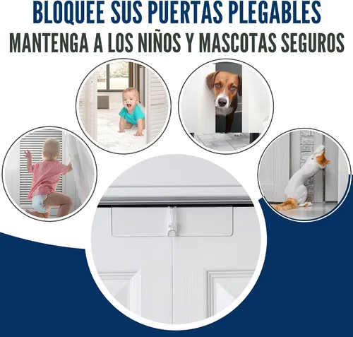 Miniatura 7 de Safety Innovations - Cerradura de puerta plegable (paquete de 2) - Protección para armarios, puerta plegable a prueba de niños y mascotas