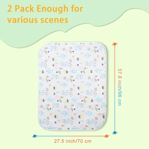Miniatura 4 de Cambiador de pañales para bebé, impermeable, tamaño grande, 37.5 x 27.5 pulgadas, portátil, protector de colchón reutilizable y lavable para niñas