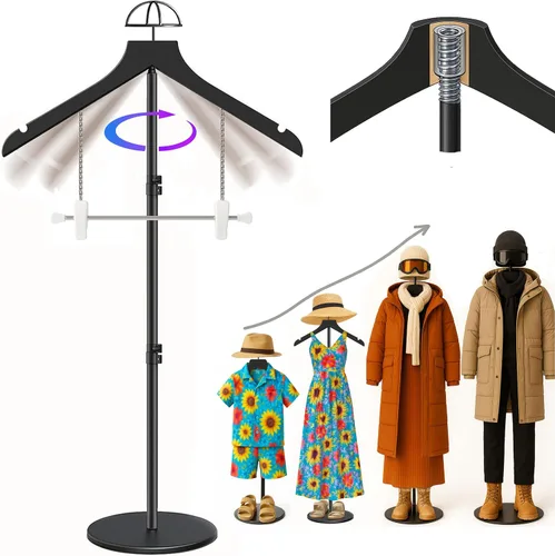 Miniatura 18 de Soporte para camisetas (negro, 44.5 pulgadas con soporte para sombreros, 1 unidad)