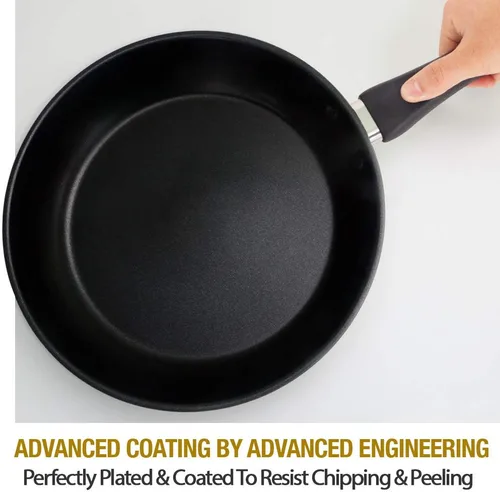 Miniatura 4 de HOMICHEF Sartén antiadherente de 11 pulgadas, la mejor sartén para tortilla con tapa de vidrio, acero inoxidable sin níquel, compatible