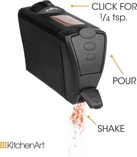 Miniatura 5 de Kitchen Art Select-A-Spice - Carrusel de medición automática Pro de 12 compartimentos para especias, color negro, 9.5 x 9.5 x 6.5 pulgadas