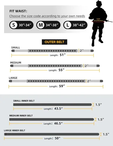 Miniatura 5 de IDOGEAR SPORTS Cinturón táctico resistente MOLLE de liberación rápida con 1.5 "/2 "exterior interior para hombres al aire libre Paintball Airsoft