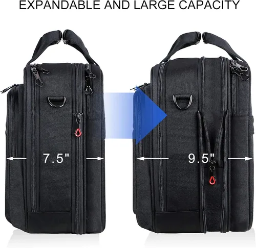 Miniatura 3 de KROSER - Bolso de hombro para laptop expandible, maletín para laptop hasta 17.3 pulgadas, repelente al agua, bolsa estilo bandolera para computadora