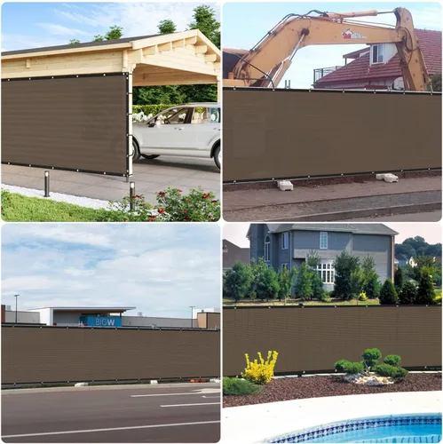 Miniatura 2 de E&K Sunrise Pantalla de Valla de Privacidad de 8' x 25' con Ojales, Cubierta de Valla Cortavientos para Exteriores Pantalla de Privacidad con Marrón