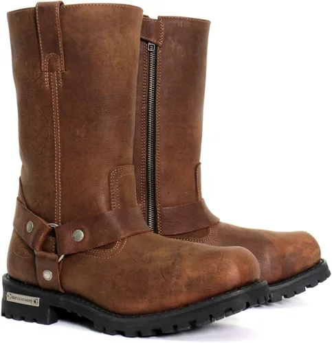 Hot Leathers Botas de cuero para motociclista con arnés, para hombre, color marrón oxidado, 11 pulgadas BTM1001-Brown-7