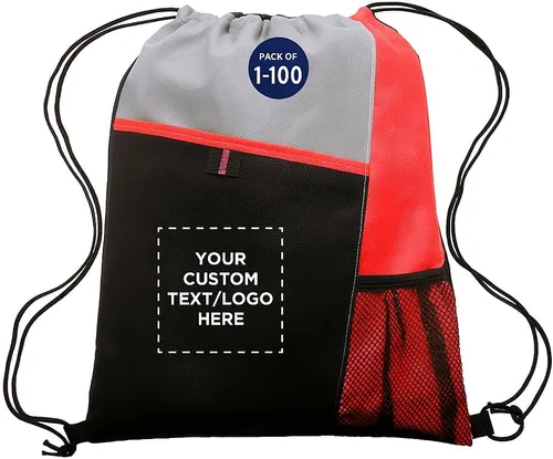 Miniatura 39 de DISCOUNT PROMOS Juego de mochilas con cordón no tejidas personalizadas de 10/50/100, paquete personalizado a granel